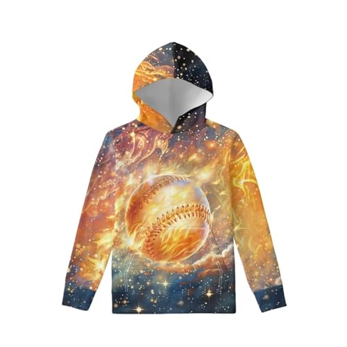 Golden Galaxy Hoodies for Kids 3D Baseball Plush Inside Sweatshirts 7-15 Years Boys Girls Pullover with Pocket2