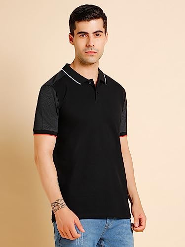 Image of Dennis Lingo Men's Slim fit Solid Black Polo T-Shirt
