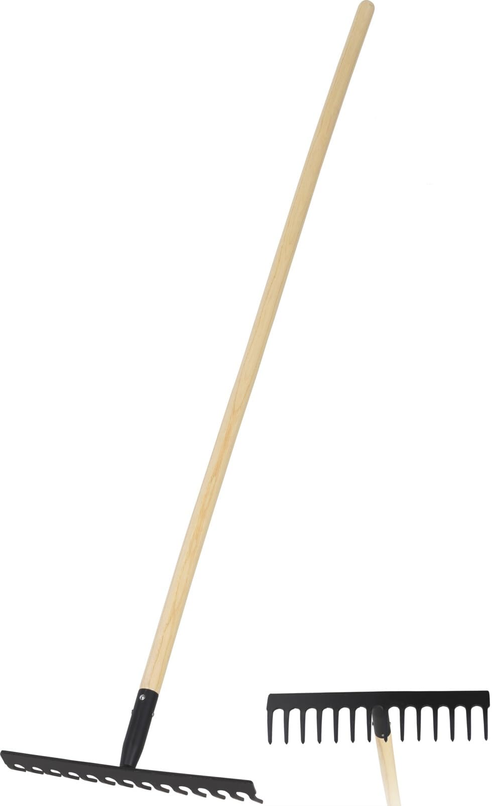 Heavy Duty Long Handled 14 Teeth Garden Leaf Rake Lawn Yard Leaves Cleaning