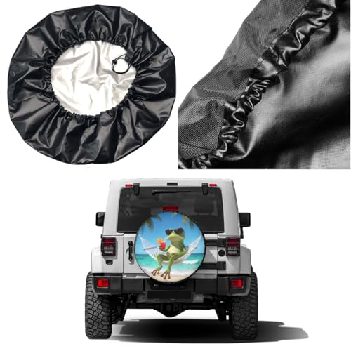 Image of Summer Green Frog Spare Tire Cover Dust-Proof Wheel Tire Cover Fit Trailer, RV, SUV and Many Vehicle 15 Inch