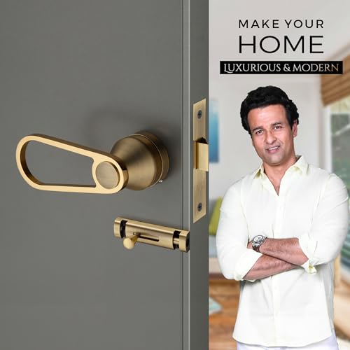 Image of LAPO Brass Mortise Lock for Bathroom & Balcony Door | Keyless Handleset with Baby Latch for Home, Washroom & Hotel | Antique Finish | Heavy Duty | 3 Years Warranty Ro-152