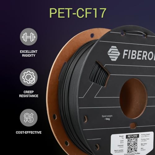 Image of Polymaker Fiberon PET-CF17 3D Printing Filament Black 1.75mm 1kg, Excellent Stable Stiffness - Fiberon Carbon Fiber Reinforced PET 3D Printer Filament, Ideal for Jigs and Fixtures