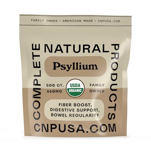 Organic Psyllium Husk Capsules 660mg - Fiber Caps Supplement Psyllium Capsules for Digestive Regularity Colon Cleanse Support Unflavored Whole Fiber Powder Pills 500 Capsules