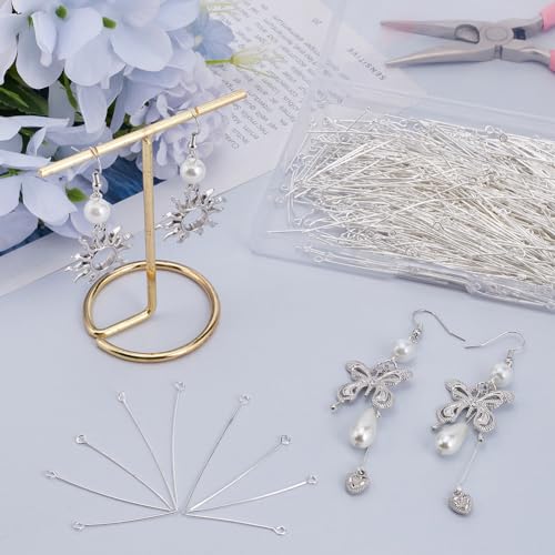 SOFPLATE 1 Box 600Pcs Silver Eye Pin jewellery Eye Pins Bulk 30mm 40mm 50mm Long Eyepins Open Headpins Loop Head Pins for jewellery Making Accessories DIY Necklaces Bracelets Earrings Crafts Supplies - Image 4