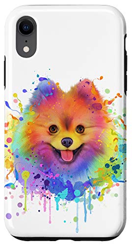 iPhone XR Splash Art Pomeranian Cute Doggie Gift Men Women Dog Lover Case