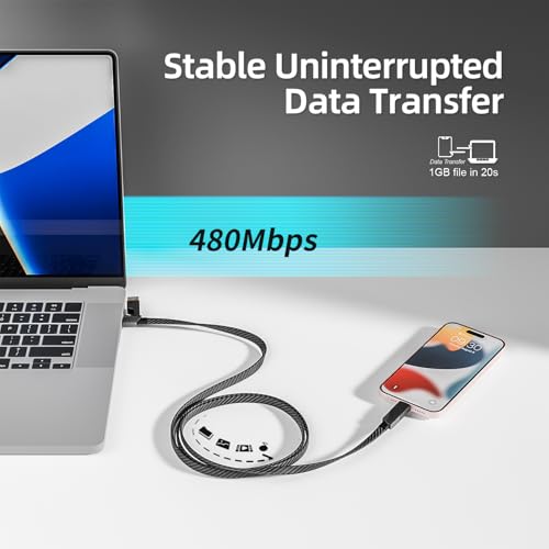 4 in 1 Charging Cable Fast Charging 65W, USB C Cable 4-in-1 USB Multi Charging Cable with E-Mark Chip, Multiple iPhone Charger Cord for iPhone 16/15/14/13 Series/Pad/Android/Tablets and More(4FT)