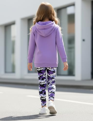 Image of PATPAT Girls 2 Piece Outfits Long Sleeve Hoodie and Leggings Clothing Set Outfits for Girls 4-12Y Fall /Winter Outfits