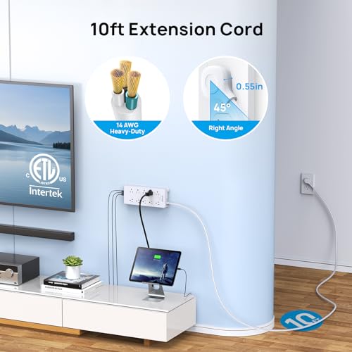Image of TROND Power Strip Surge Protector 10ft, 4000J, ETL Listed