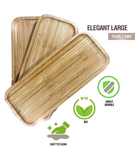 Bamboo Wood Plate Serving Tray Elegant Appetizer Natural Bamboo Large Wooden Steak Plate