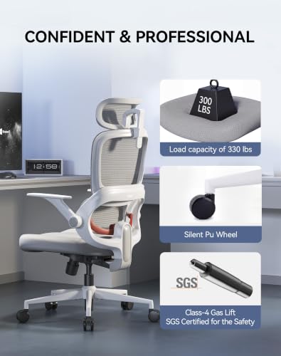 Image of SIHOO B100 SE Office Chair, Soft Memory Foam Desk Chair with Adaptive Lumbar Support & 2D Flip-up Armrests, 135 tilt Computer Chair for Home Office, White