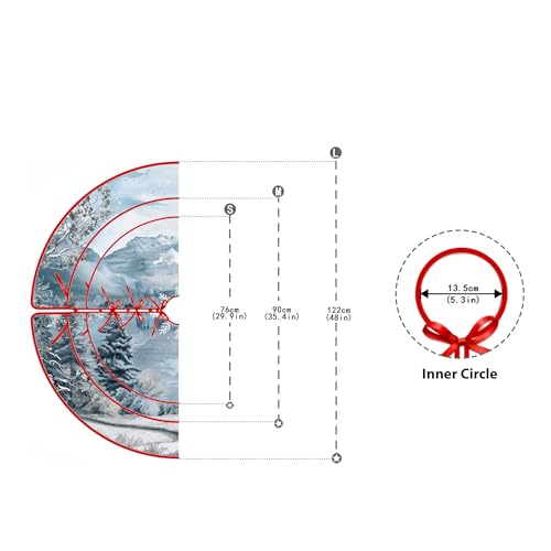 Christmas Forest Christmas Tree Skirt by Leo Walker 48 Inches Large Merry Christmas Tree Rug Skirts, Funny Soft Trimmed Tree Collar Mat for Farmhouse Winter Xmas Holiday Party Decorations