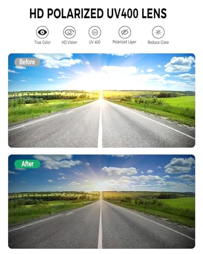 Image of Night Driving Glasses for Men Women, Classic Square Sunglasses Anti Glare Polarized HD Night Vision Glasses