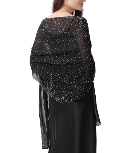 Women Shawls and Wraps for Evening Dresses, Sparkly Rhinestone Sheer Chiffon Scarf Shawls, Formal Dress Cover4