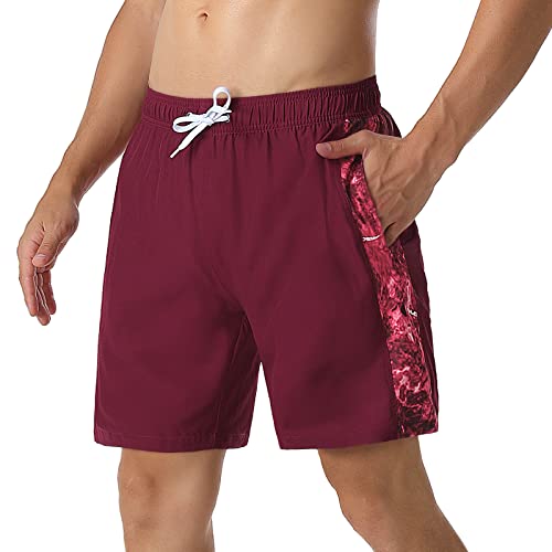 unitop Men's Volley Board Shorts Lightweight Water Sports Drawstring Swim Shorts with Lining