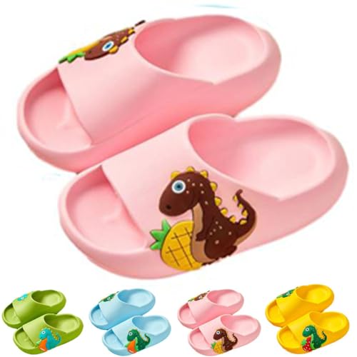 Memory Foam Slipper Cartoon Dinosaur Girls Children Sandals Shoes Boys Toddler Slide Cute Summer Shoes(Big Kid 2.5-3.5(215mm), Pink) - Main Image