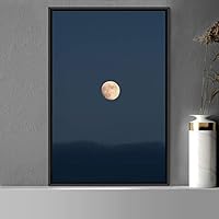 Framed Canvas Wall Art Moon Astronomy & Space Bedroom Colorful Contemporary Moon Multicolor Photography - 16x24 inches