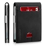 RUNBOX Slim Wallets for Men - Leather Money Clip Mens Wallet - RFID Blocking Front Pocket Bifold Wallet - Thin Credit Card Holder with Gift Box