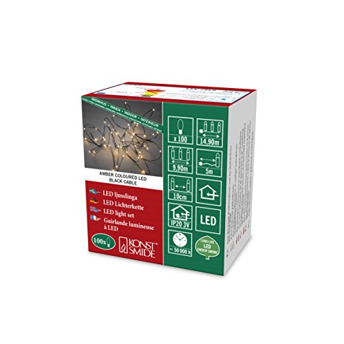 Konstsmide LED Tropfenlichterkette, 100 bernsteinfarbene Dioden, 3V...