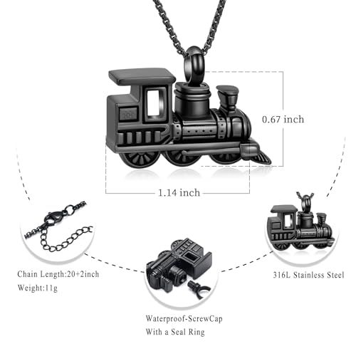 Stainless Steel Mini Train Cremation Jewelry For Ashes Memorial Urn Necklace Keepsake Urn Pendant For Loved Ones2