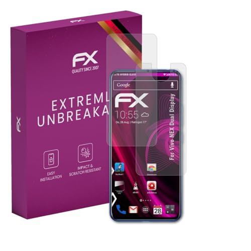 atFoliX Lámina Protectora de plástico Cristal compatible con Vivo NEX Dual Display/NEX 2 Película Vidrio, 9H Hybrid-Glass FX Protector Pantalla Vidrio templado de plástico (Set de 1)