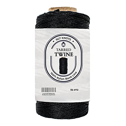 SGT KNOTS Tarred Twine - 100% Nylon Bank Line for Bushcraft, Netting, Gear Bundles, Construction, Lacing Twisted Cord, Weatherproof #9-1/4 lb
