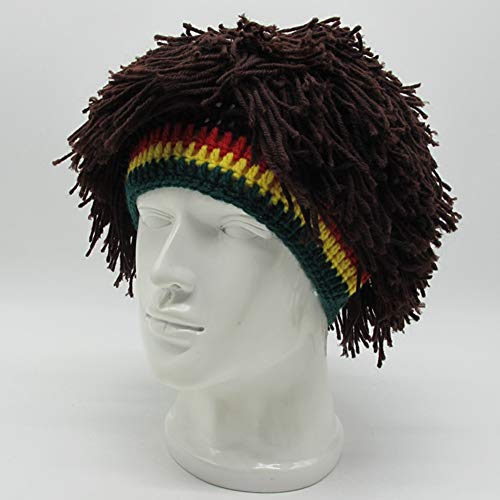 Image of Funny Rasta Wig Beard Hats Knitted Jamaican Rasta Beanie Hat with Dreadlocks Christmas Halloween for Men Women