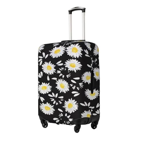 White Daisy Print Suitcase Cover Luggage Protector Washable Elastic Fashionable Travel Gear Cover2