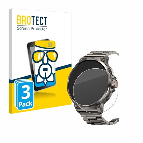 BROTECT Protector Pantalla Cristal para Tesofit Smartwatch 1.85 (redondo) Protector Vidrio (3 Unidades) - [Dureza 9H, Anti-Arañazos]
