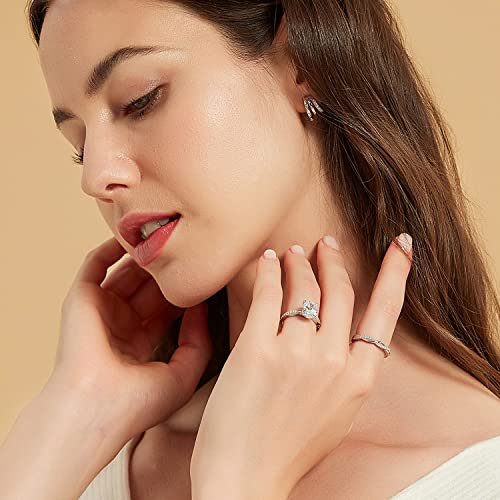 Mameloly 3ct Engagement Rings for Women Oval Cut Bridal Ring Sets Cubic Zirconia Wedding Band Twisting Infinity Pave Set Size 4-124