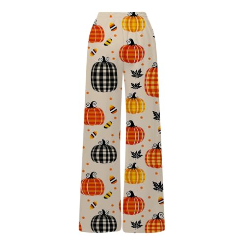 Halloween Pajama Pants For Women Cute Pumpkin Ghost Print Casual Trousers - image 3