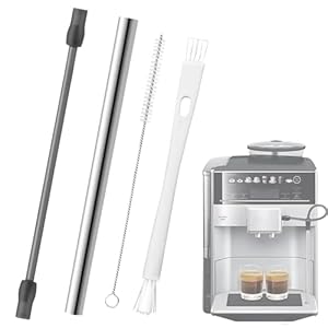 Rierousy Melkslang, roestvrij staal, volautomatisch, melkslang en reinigingsborstel, set van 4, compatibel met Siemens EQ6 Bosch Veroaroma koffieautomaten