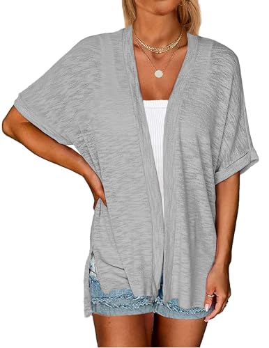 Image of Yekaty Lightweight Cardigans for Women Casual Summer Short Sleeve Cardigan Open Front Beach Coverups 2026