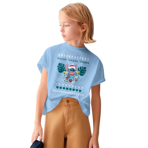 Opiniones de Playera Niña para comprar hoy. 39 Disney Stitch Ohana Playera Navideña para Niñas Fit Regular 10