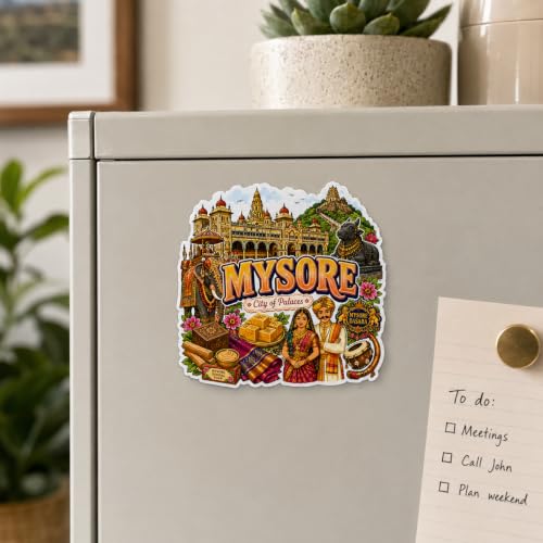 Image of Zesta Wooden Fridge Magnets Set | Refrigerator Decor Magnets for Kitchen | India Souvenir Fridge Magnet Collection | Wooden Magnet for Fridge Door Decoration (Mysore)