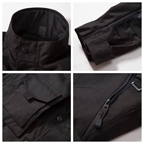 Military Jackets for Men Mens All-Terrain Versatile Tactical Jacket, Waterproof Versatile Jacket with 12 Pockets Hiking (Color : Black, Size : Large)4