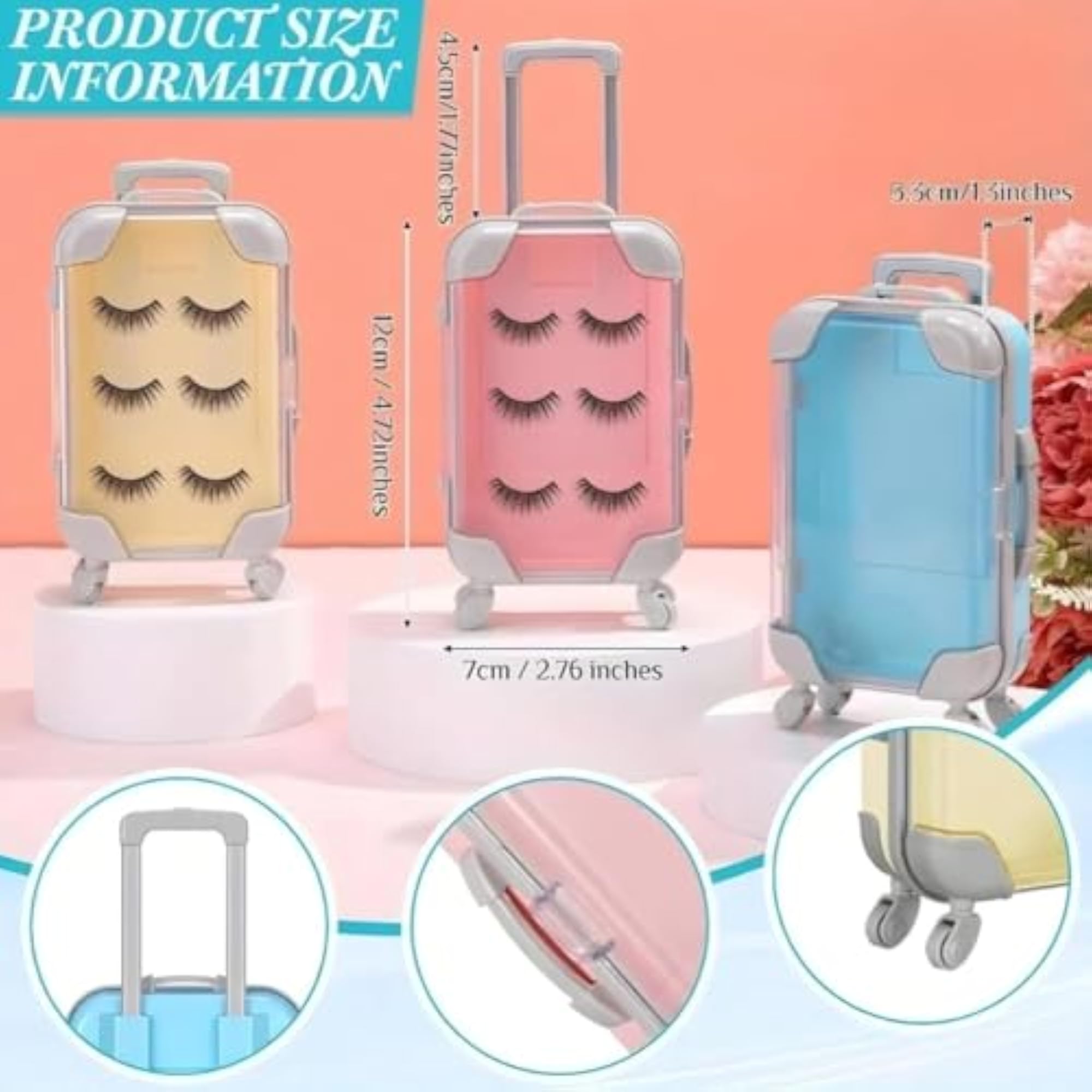 Cute Mini Trolley Suitcase for Eyelashes Storage, Makeup Organizer