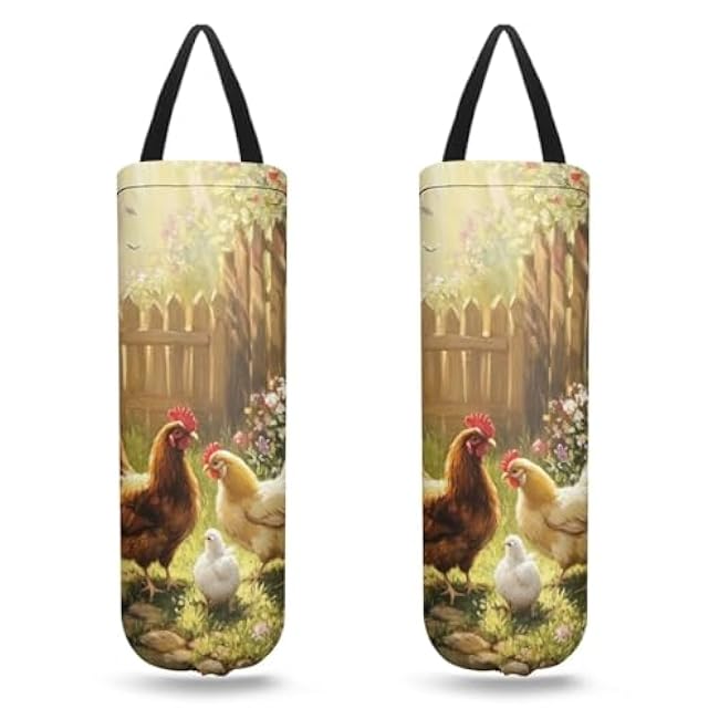 Hummingbird Plastic Bag Organizer Reusable Plastic Bag Dispenser Hanging Grocery Bag Organizer for Home Kitchen Camper Set of 2