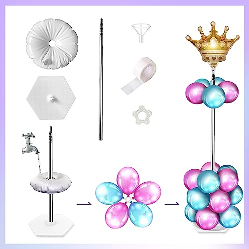 Image of Balloon Column Stand Kit Set Of 4, Balloon Tower for Floor with Base and Metal Telescopic Pillar（6.6ft Adjustable Height）for Graduation,Birthday, Wedding Party Decoration