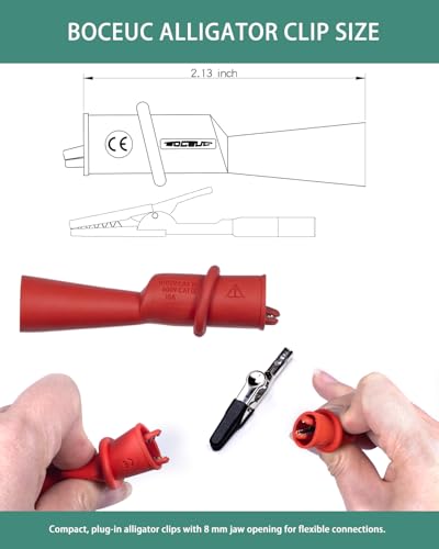 Image of Multimeter Alligator Clips, Insulation Alligator Clip with Flexible Boots for 2mm Diameter Probe Tips