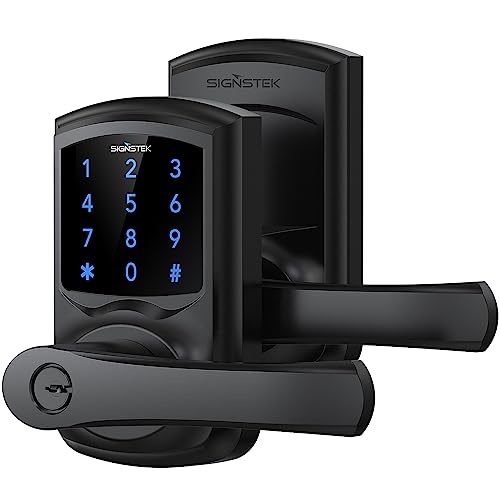 Signstek Keyless Entry Door Lock, Keypad Door Lock with Code, Digital Door Lock for Front Door, Electronic Door Lock with Handle, Touchscreen, Matte Black