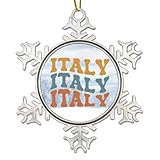 WoGuangis Ornement italien pour sapin de Noël - Nom du pays italien - Décoration de Noël en métal - Décoration d'arbre de Noël - Cadeau de voyage - 7,6 cm pour la famille