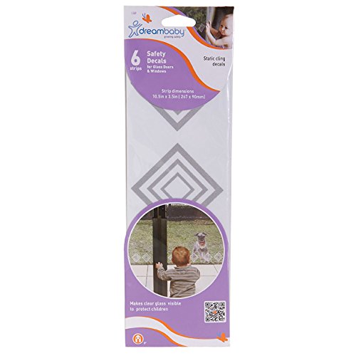 Dreambaby Calcomanías de vidrio de seguridad para puertas y ventanas, diseño movible y reutilizable, se adhiere con adherencia estática, paquete de
