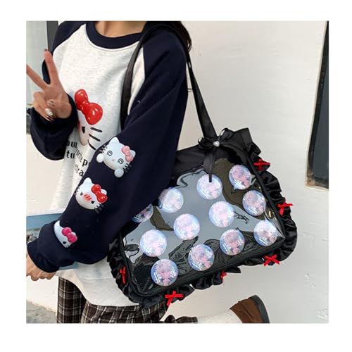 Bolso bandolera transparente con ventana decorativa para coleccionistas, con moño y pin de decoración, bolso de hombro para amantes del anime miniatura 4
