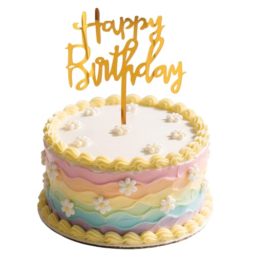 Decoración acrílica para tartas de cumpleaños, decoración dorada para tartas de cumpleaños, decoración dorada de doble cara con purpurina para decoración de tartas para suministros de fotos
