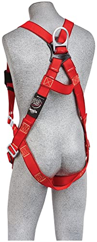 Image of 3M Protecta PRO 1191379 Fall Protection Full Body Welders Harness With Back D-Ring, Pass Thru Legs, 420 Pound Capacity, Medium /Large, Red /Black