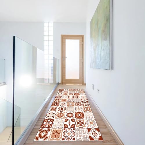 Alfombra de pasillo roja de 40x300 cm bohemia lavable 6