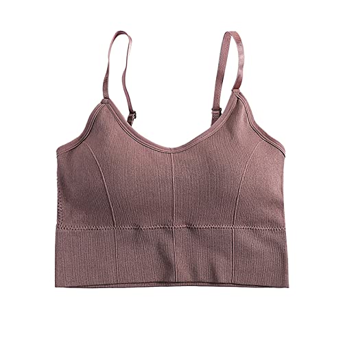 FeelFree+ Cómodo Sujetador Tipo Cami para Mujer Crop Top Yoga Bralette Longline Padded Lounge Bra Pack de 4 Sujetadores Estampados