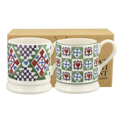 Emma Bridgewater Christmas Quilt Set of 2 1/2 Pint Mugs (Boxed)