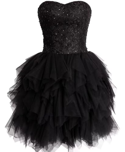 Tulle Beading Homecoming Dress Strapless Short Lace Teens Prom Dresses Formal Mini Puffy Dresses for Women