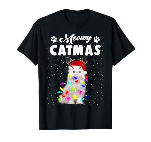 Meowy Catmas Funny Cat Christmas Xmas Kittens Lovers Camiseta